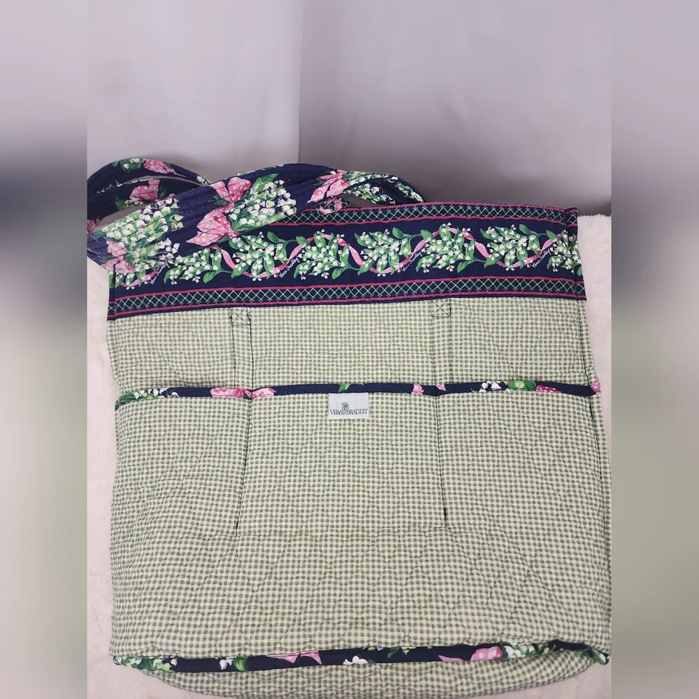 1999 Vintage Retired Vera Bradley Return to Happiness Navy Pink Bows Large Tote - Picture 13 of 16